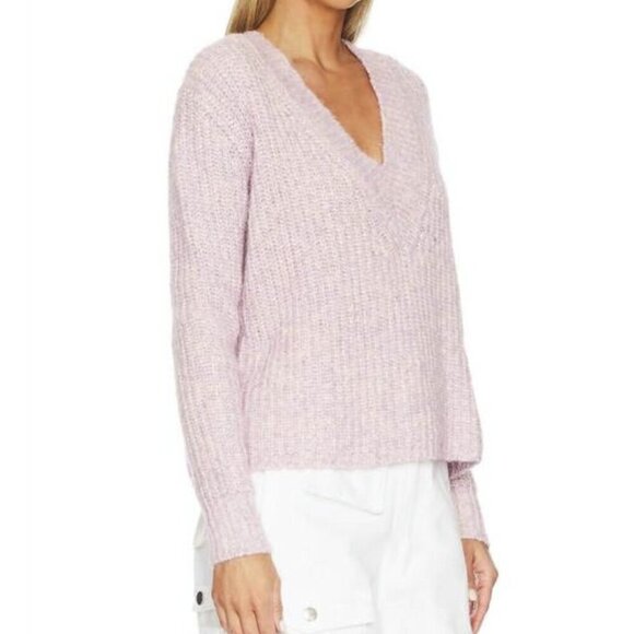 Autumn Cashmere Tweedy Shaker V-Neck Sweater Size S Thistle Lilac - Picture 2 of 9